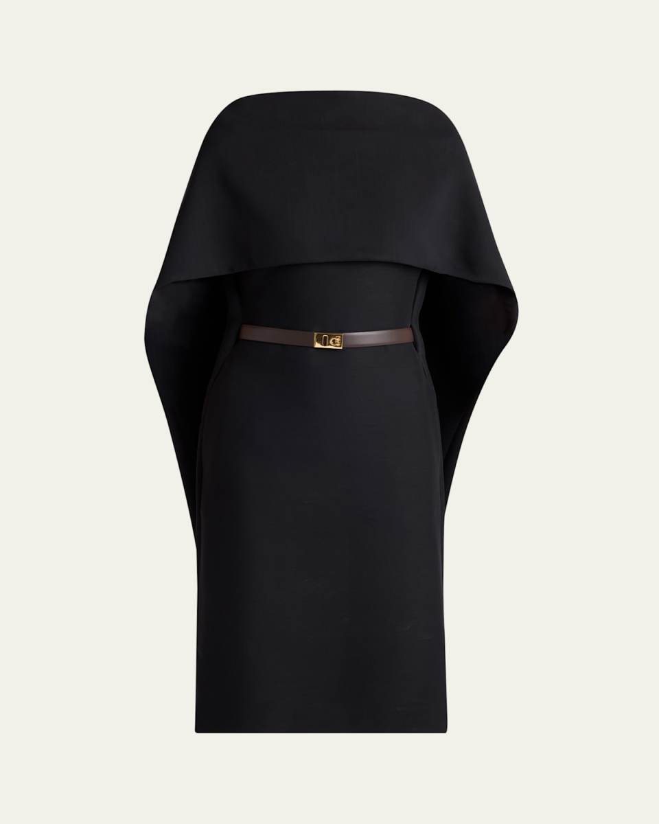 V-Back Cape Midi Dress